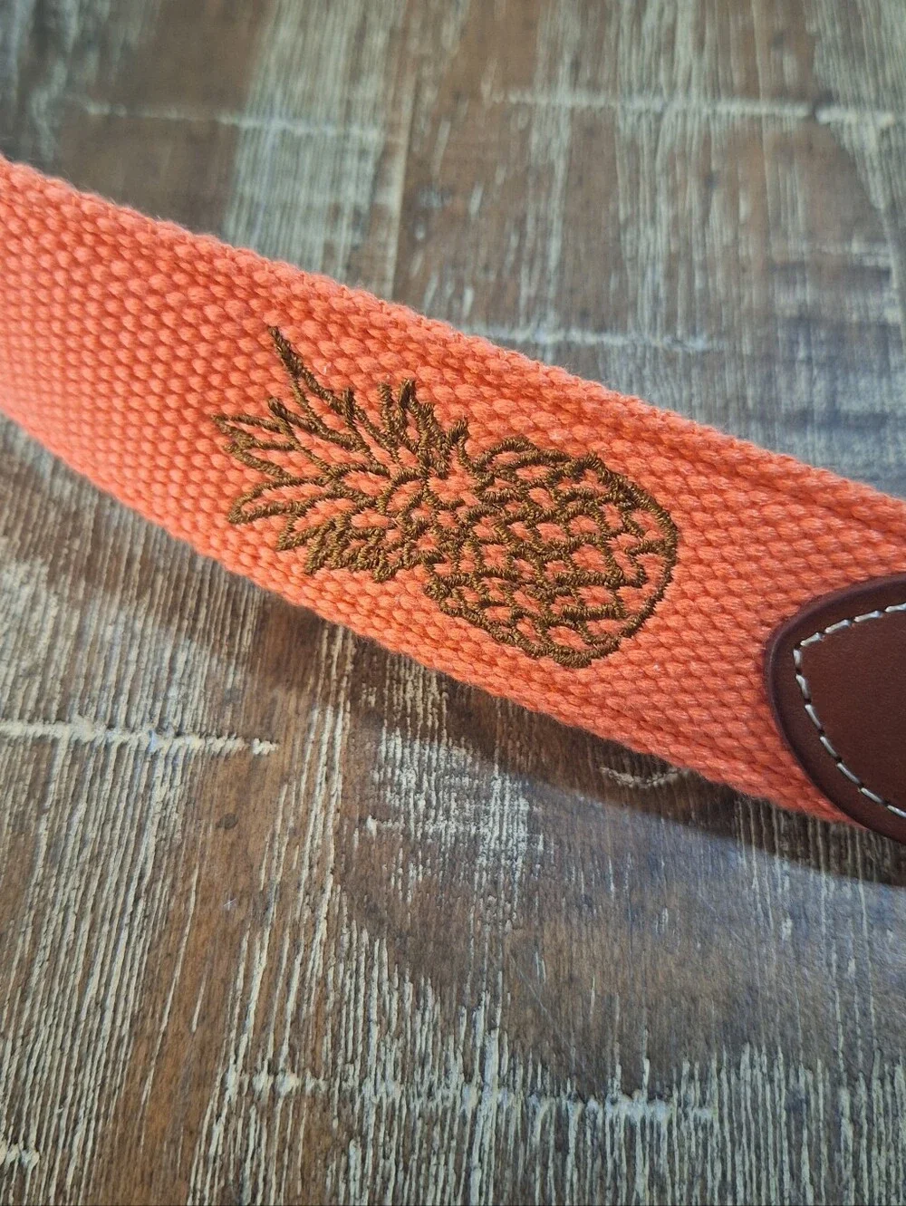 Vineyard Vines Pineapple Canvas Club Belt - Orange Size 32 Mens NWT!